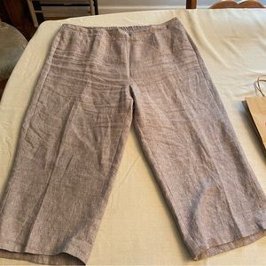 Coldwater Creek 100%linen gray pull on  capris XL